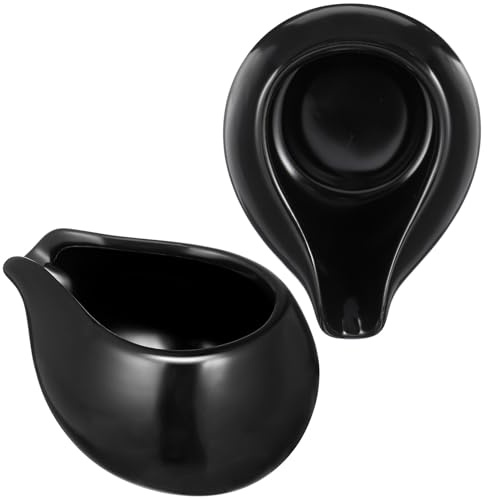 Pichets à Sauce en Céramique Noire 2 Pièces pour Service | Format Portable et Léger, Rangement Pratique, Usage Barbecue et Salle à Manger