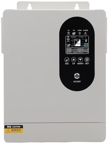 Eujgoov Onduleur Solaire Hybride à Onde Sinusoïdale Pure 1600 W avec Contrôleur MPPT 60 A pour Batteries AGM Gel Li, Chargeur d'Onduleur Solaire avec Fonction Programmable pour Utilisation (12 V CC