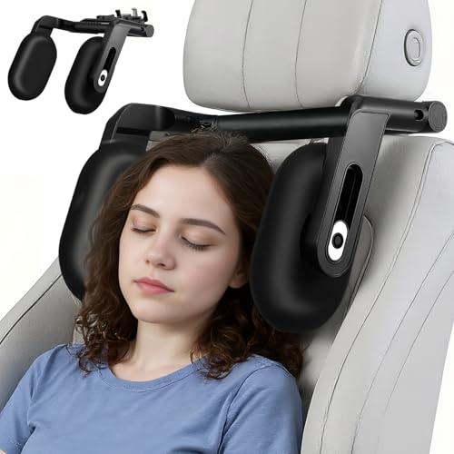 VIHBRAI Kopfstütze Auto Kinder, Auto Kopfstütze 2025 Upgrade 360° Drehbare Reise Nackenstütze - 3 Punkt Verbindung Verstellbare Autositz Nackenkissen für Erwachsene,Atmungsaktive Memory Foam