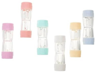 ERINGOGO 6pcs Cute Hard Plastic Contact Lens Storage Cases with Double Compartment and Unique Lens Box Design for Business Trips