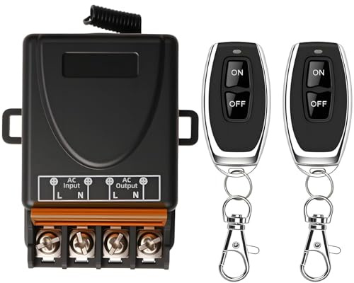 Wireless Remote Control Switch Radio 433Mhz RF AC 220V 230V 240V 30A Relay 328ft Long Range Through Walls Multi Working Modes for Pump Light Garage Door Gate Curtain Security Systems Farm Irrigation