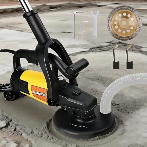 3800W 6000 RPM Betonschleifer Leistungsstarkem Motor | Langer Handgriff | mit ø180mm Diamantschleiftopf, inkl. Absaughaube, Gänge Betonfräse Sanierungsfräse Mauerfräse Putzfräse