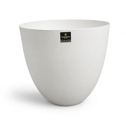 Ceracor Ceramicas Maceta Exterior Cuenco 48 cm | Plástico Blanco | Diseño Redondeado Moderno | Ligera y Resistente | para Plantas Grandes | Uso Interior y Exterior