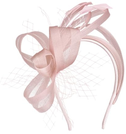 Wanciler Woven Ribbon Net Feather Fascinator Headpiece Vintage Formal Fascinator Headband for Women Ascot Race Day Wedding Guest Afternoon Tea Church Cocktail Evening Prom Formal Occasions