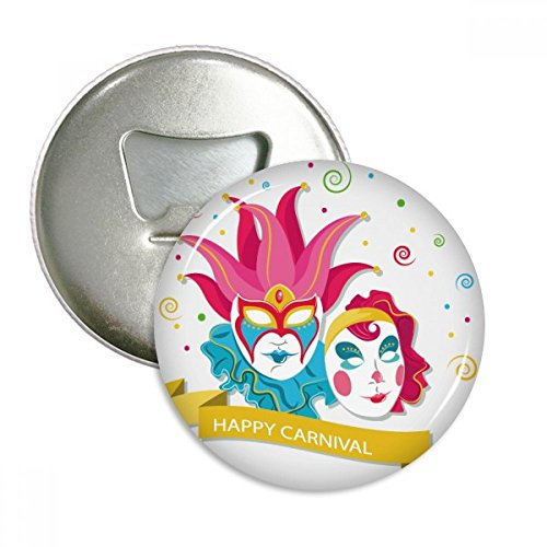DIYthinker Doppel Maske Glückliche Karneval von Venedig Runde Flaschenöffner Kühlschrankmagnet-Abzeichen-Knopf 3Pcs Geschenk Silber