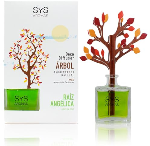 Ambientador Raíz Angélica - Árbol Decorativo - 90 ml - SYS Aromas | Fragancia Duradera Raíz Angélica - Aromatizador de Hogar, Oficina y Baño - Hecho en España