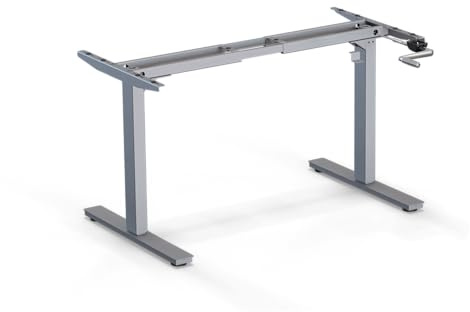 ergoni Eco - manuell höhenverstellbares Tischgestell - mit Kurbel ohne Strom (grau Aluminium)