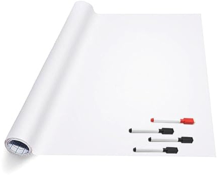 Whitelabel Whiteboard Folie XL selbstklebend mit 4 Stiften mit Wischer - 60 x 200 cm, multi
