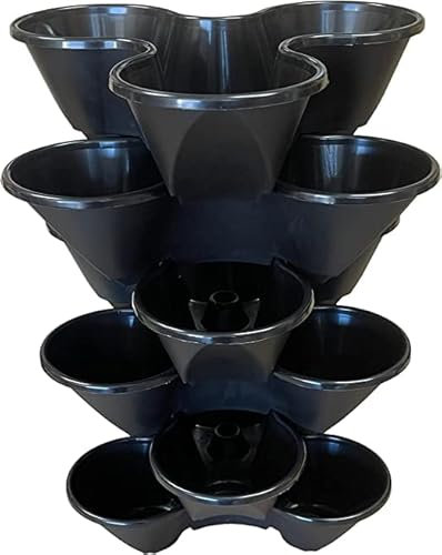 HowseHold Strawberry Planter [6 Planters] Stackable Trio Pot Perefect for Strawberries, Herbs, Bedding Plants Outdoor Use