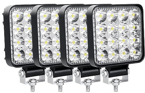 Willpower 4pcs Faro da Lavoro 8cm 3.3 Pollici 48W Fari Led 12V 24V Mini Sottile Impermeabile Spot Faretti LED Fendinebbia LED Luci di Lavoro Fuoristrada per Trattore Camion Auto Barca 4x4 ATV UTV
