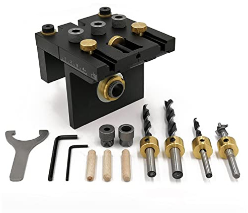 Pocket Hole Jig Set,CEIEVER Taschenloch bohrhilfe 3 in 1 Bohrschablone 6/8/10/15mm Multifunktion Bohrer-Locator für die Holzbearbeitung