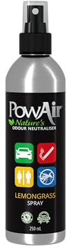 PowAir Natural Odour Neutraliser Spray - Lemongrass Scent, Non-Aerosol Odour Eliminator for Smoke, Pet, and Food Smells - 250ml