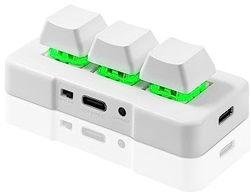 PCsensor 3-Tasten Mini-Tastatur 2.4G Wireless 2 in 1 Mechanische Gaming Tastatur Hot Key Customized Programm mit RGB Led für Gaming OSU Büro Arbeit Weiß