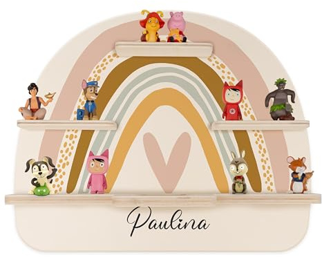 Kidsmood - Tonie Regal personalisiert mit Namen – Wandregal für Toniebox 2 & Figuren | Abgerundete Ecken & Kanten Inkl. Metallplättchen für Tonie Hörfiguren | Kinderzimmer Regal für Mädchen & Jungen