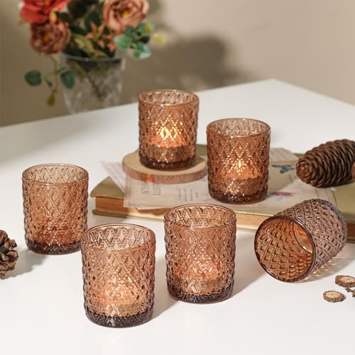 Lot de 12 Photophore Bougie, Photophores en Verre pour Bougie Chauffe-Plat, Photophore pour Centres de Table Parfait pour Mariage Fête Décoration d'intérieur