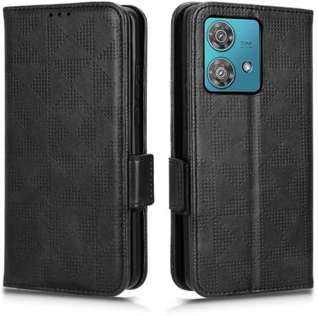 WBWONE Funda para Motorla Moto Edge 40 Neo, Carcasa con Tapa y Tarjetero Billetera, Tipo Libro Flip Case Wallet con Función De Soporte, Cubrir Móvil Cover. Negro