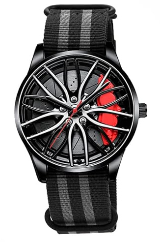 ROSSOM Hommes Montre Hommes Sport Montres mâle évider Conception Montre Nylon Militaire analogique Quartz Montre pour BMW Roue étrier Hommes Montres