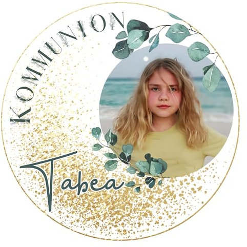 Tortenbild Muffin Topper Kommunion, Konfirmation oder Firmung mit Foto personalisiert (Fondantpapier, Dekorpapier Plus oder Oblate)