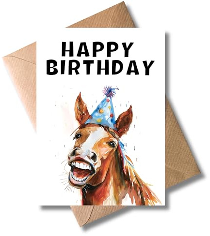 Lustige Karte zum Geburtstag mit Umschlag Happy Birthday Pferd Geburtstagskarte Witzig Glückwunschkarte zum Geburtstag (DIN A6)