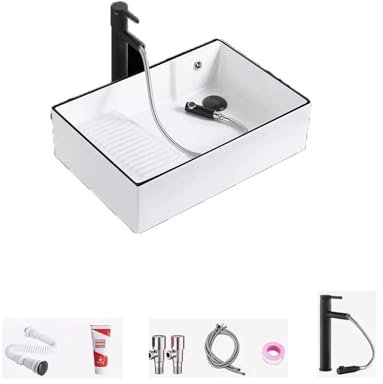 Lavandino da Appoggio per Bagno Lavabo for la casa con balcone nordico sopra il bacino Scarico laterale Lavabo singolo Bagno con lavabo in ceramica Lavandini del Bagno