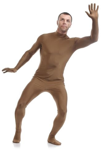 LEEMQCYA Herren Einteiler Kostüm ohne Kapuze Ganzkörper Zentai Spandex Einteiler Braun Second Skin Body Anzug Verkleidung, braun, M/155-165cm