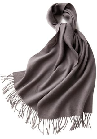 tuwiwol Weicher Kaschmir Wollschal, warm, gemütlich, vielseitig, einfach zu kombinieren, langlebig, langlebig, Stoff, Winter Feinstrickschals, grau