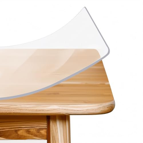 Truevaste PVC Tischdecke Transparent 100x160 cm, Glasklar Folie 2 mm, Abgerundete Ecken Tischfolie Reißfest, Wasserdicht & Hitzebeständig, Tischschutzmatte für Küche, Restaurant, Arbeitsbereich