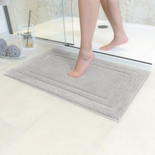 Decomira Tappeto Bagno Antiscivolo | Tappetino bagno super assorbente, lavabile in lavatrice | Per il bagno, la doccia, la vasca da bagno o come tappetino WC | Grigio - 50x80 cm