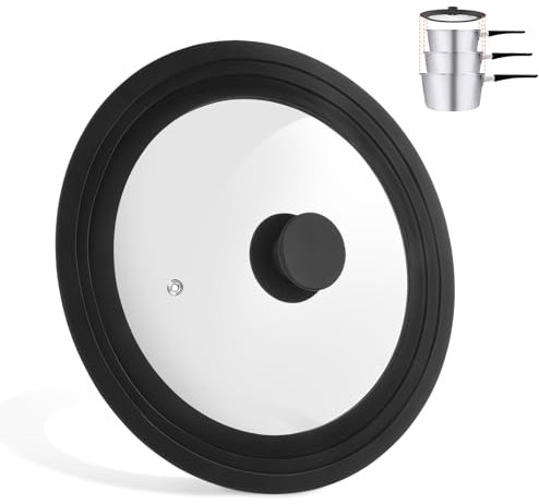 HDRNT Tapa universal negra, tapa de cristal resistente al calor, tapa para sartenes y ollas, silicona, tapa universal para ollas y sartenes con 28/30/32 cm de diámetro (28-30-32 cm)