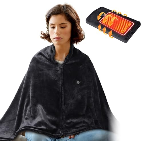 USB-Heizdecke, elektrische Decke, kabellos, 150 x 80 cm, tragbares Heizkissen, USB-Heizschal, 3 Heizstufen, für Auto, Haus, Büro (D)