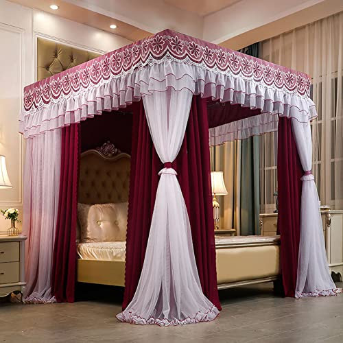Betthimmel mit doppelschichtigen Verdunkelungsvorhängen, bodenstehend, Betthimmel für King-Size-Bett