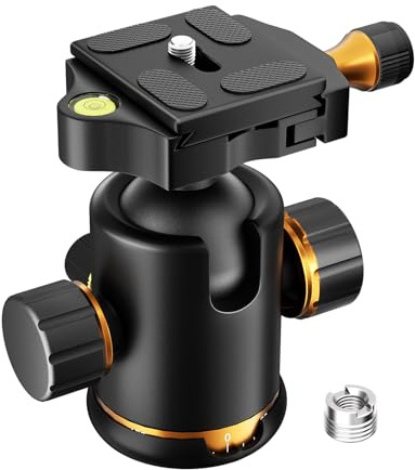 EMART 36mm Metal Tripod Ball Head, 360°Rotating Panoramic Heavy Duty Ball Head Mount with Arca 1/4’’ Quick Release Plate for Camera Tripod Monopod DSLR Camcorder Telescope,Max Load 33lb/15kg