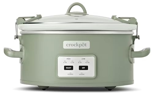 Crock-Pot Locking Lid 6qt Cook and Carry Programmable Slow Cooker Moonshine Green (Green)
