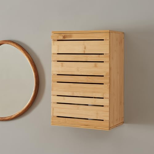 [en.casa] Badrumsskåp Epind badrumsskåp väggmonterat väggskåp med 1 dörr 50 x 33 x 20 cm medicinskåp hängande bambu natur