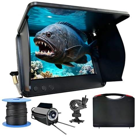5 Underwater Fishing Camera 98ft Cable, Portable Fish Finder with Camera, Night Vision Ice Fishing Camera, Waterproof Fish Camera for Boat, Kayak & Lake Fishing, Easy to Use for Beginners