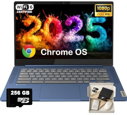 Lenovo Chromebook IdeaPad Slim 3 - Écran Full HD 14'' (1920 x 1080) • Processeur MediaTek Kompanio 520 8 cœurs • 4 Go de RAM • 64 Go eMMC et carte micro SD 256 Go • Wi-Fi 6 • pour les étudiants en