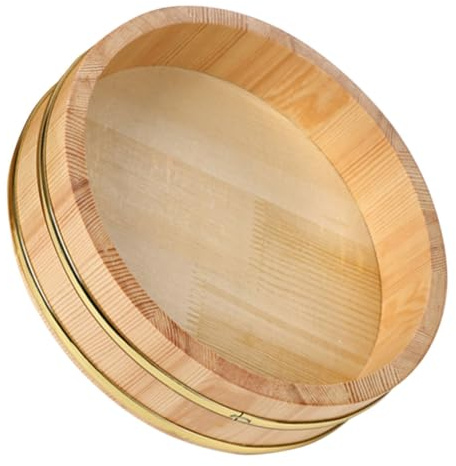 Cabilock Japanese Wooden Dining Plate Sushi Bowl Rice Mixing Tub Traditional Japanese Hangiri Wooden Sushi Rice Mixing Bowl Family Dinners