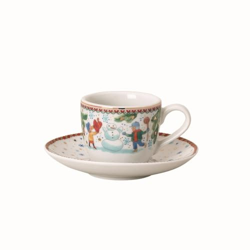 Hutschenreuther Weihnachten Sammelkollektion 2025 Weihnachtsspiele Espressotasse 2-teilig bestehend aus Espresso-Obertasse 0,08 l und Espresso-Untertasse 11,8 cm, Weiß