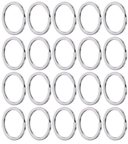 OFFIGAM 100Pcs Metal Key Rings Flat Split Round Key Chain Attachments Sturdy Keyring Hoops and Craft Accessories