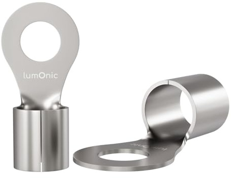 Lumonic 25x Ringkabelschuh 16-25mm² blank | M8 | Kupfer verzinnt | sichere Kabelverbindung ohne Löten | Crimp-Kabelschuh unisoliert | KFZ, Maschinenbau, Wohnmobil, Batterie