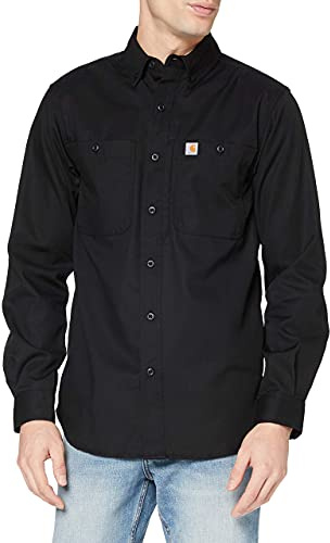 Carhartt för män Skjorta Robust professionell långärmad arbetsskjorta, Svart, XXL