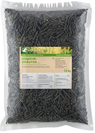 Makana Abwehrkräuter Pellets auf Schwarzkümmelbasis für Pferde, 1,5 kg Beutel