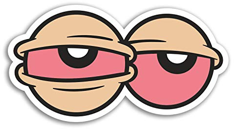 2 x 10cm Stoner Eyes Stickers - Weed Tired Funny Joke Laptop Car #18145