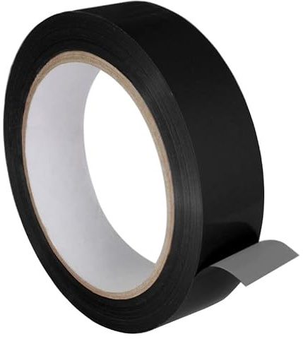 KLEBESHOP24 Einseitiges PVC-Klebeband 25 mm x 66 m, schwarz | universell einsetzbar zum Verkleben und Markieren