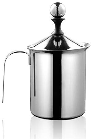 Milk Frother,Stainless Handheld Steel Manual Milk Frother Double Mesh Foam Mixer for Coffee, Latte, Hot Chocolate Coffee Cappuccino Foamer Creamer,800ml