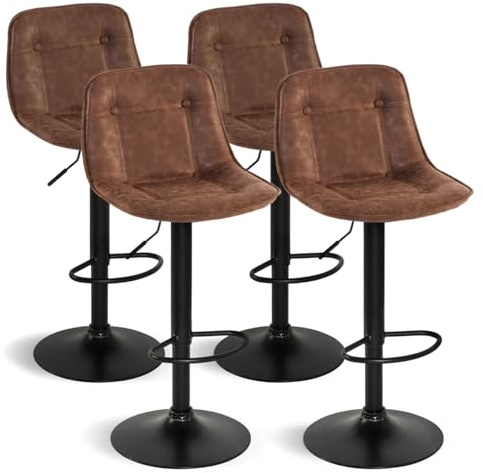 IDMarket – 4 Stehhocker Denver Braun Vintage