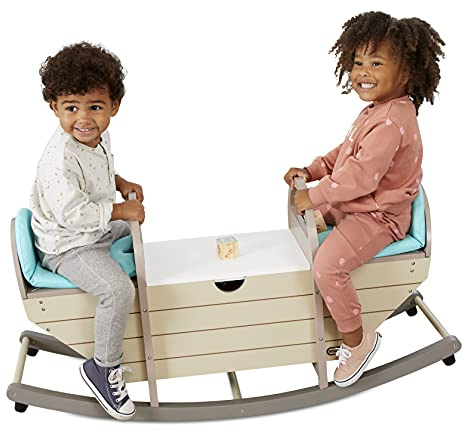 Little Tikes Teeter Totter, Wooden Ride-On, 2-in-1 Toy Rocker for Children and Storage Bench for. Active Play for Toddlers Kids, Gift Boys Girls Ages 2-5