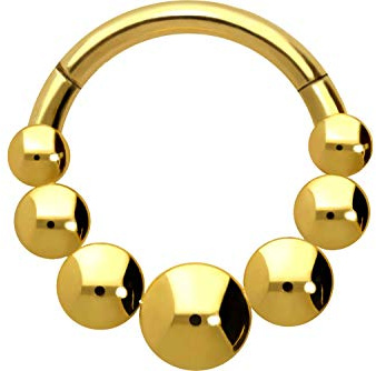 PIERCINGLINE Chirurgenstahl Segmentring Clicker | 7 FLACHE KUGELN | Piercing Ring Nase Septum Ohr Helix Tragus | Farbauswahl