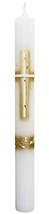 Wiedemann Kommunionkerze Kreuz mit Blätter 400/40mm (Gold)