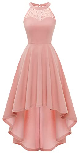 Bbonlinedress Robe de Cocktail Soirée Femme Chic et Elegant Asymétrique pour Mariage Invité Bal de Promo Baptême Patineuse Anniversaire Blush M